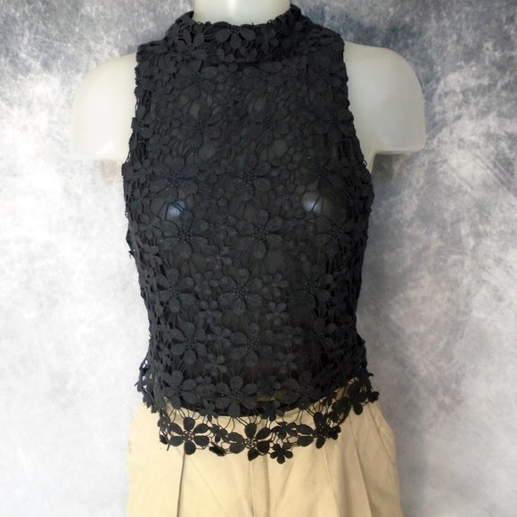 Sexy Angel Biba Black Eyelet Lace Halter Look Top - Size 10 - Picture 2 of 10